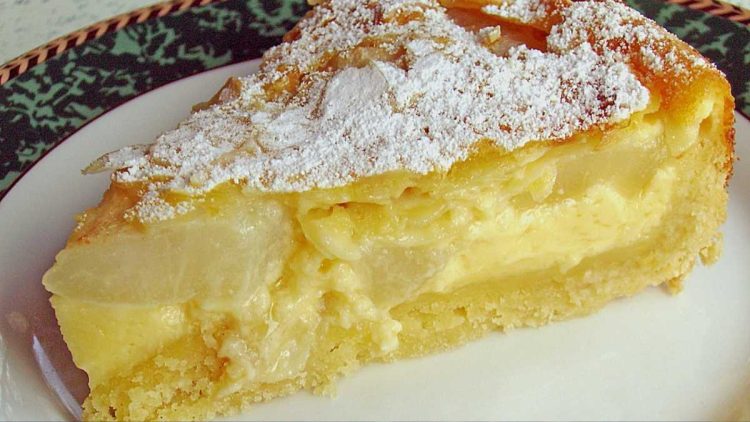 Birnenkuchen mit Vanilleguss - saftig und frisch
