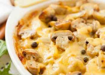 Herrlich deftig: Cremiger Champignon-Nudelauflauf mit Schinken