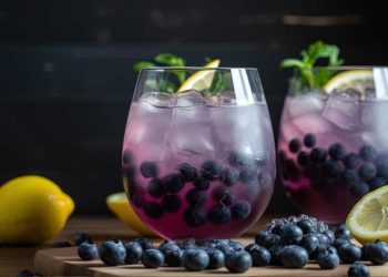 Pink Gin Spritz: Rezept mit frischen Heidelbeeren