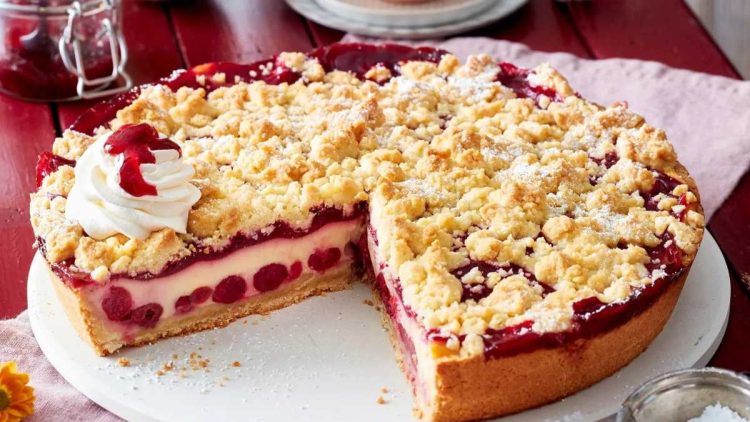 Pudding-Kirschkuchen mit Streuseln für jeden Anlass