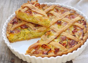 Zuchini mit Schinken und Käse in Blätterteig